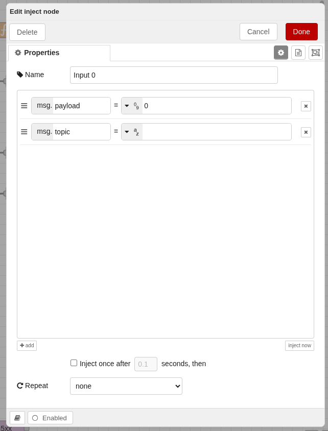 Konfigurasi Inject Input 0